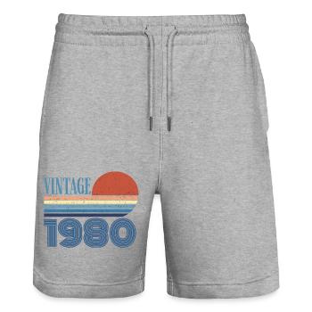 Vintage, 1980er Jahre - Stanley/Stella Unisex Bio Joggingshorts Trainer  - Grau meliert - Vorne - Nik (191cm) & Marisol (170cm)
