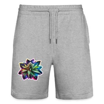 Colorful Glimmering Hemp Plant - Stanley/Stella Trainer Unisex Organic Jogging Shorts - heather grey - Front - Nik (191cm) & Marisol (170cm)