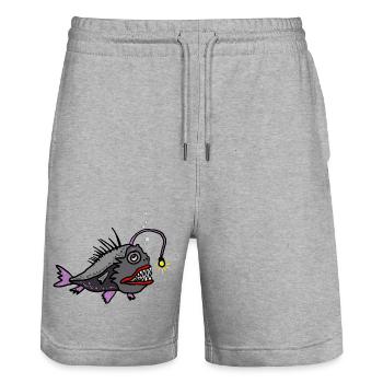 Anglerfisch - Stanley/Stella Unisex Bio Joggingshorts Trainer  - Grau meliert - Vorne - Nik (191cm) & Marisol (170cm)