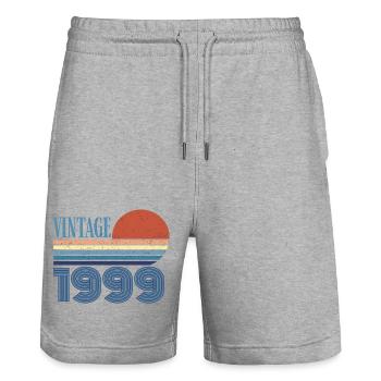 Jahrgang 1999 - Stanley/Stella Unisex Bio Joggingshorts Trainer  - Grau meliert - Vorne - Nik (191cm) & Marisol (170cm)