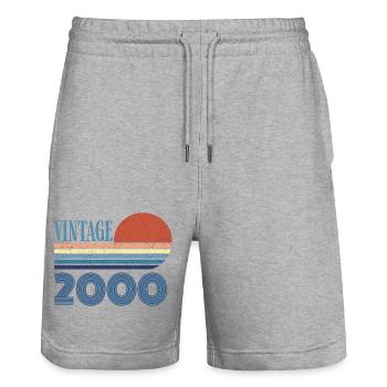 Vintage 2000 - Stanley/Stella Trainer Unisex Organic Jogging Shorts - heather grey - Front - Nik (191cm) & Marisol (170cm)