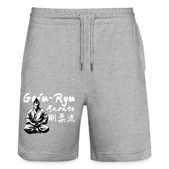 Goju Ryu Karaté Kanji Kimono Arts Martiaux Dojo - Short de jogging bio TRAINER Stanley/Stella unisexe - gris chiné - Devant - Nik (191cm) & Marisol (170cm)