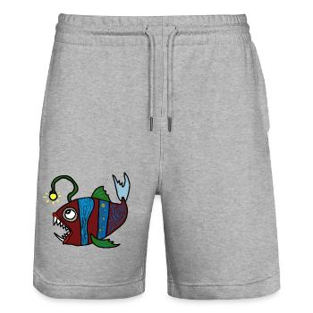 Anglerfisch - Stanley/Stella Unisex Bio Joggingshorts Trainer  - Grau meliert - Vorne - Nik (191cm) & Marisol (170cm)