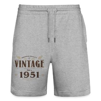 73 Jahre alter Jahrgang 1951 Limitierte Auflage 73. - Stanley/Stella Unisex Bio Joggingshorts Trainer  - Grau meliert - Vorne - Nik (191cm) & Marisol (170cm)