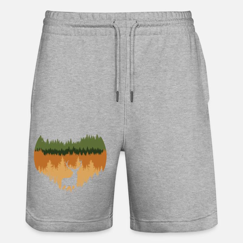 tiefer Wald und Hirsche - Stanley/Stella Unisex Bio Joggingshorts Trainer  - Grau meliert