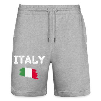 Italy Italian Flag - Stanley/Stella Trainer Unisex Organic Jogging Shorts - heather grey - Front - Nik (191cm) & Marisol (170cm)