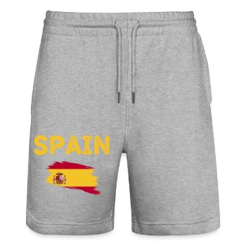 Espagne drapeau espagnol - Short de jogging bio TRAINER Stanley/Stella unisexe - gris chiné - Devant - Nik (191cm) & Marisol (170cm)