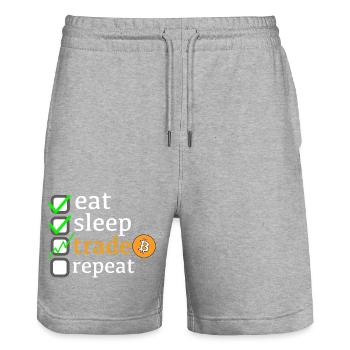 eat, sleep trade repeat - Stanley/Stella Unisex Bio Joggingshorts Trainer  - Grau meliert - Vorne - Nik (191cm) & Marisol (170cm)