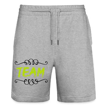 team - Stanley/Stella Trainer Unisex Organic Jogging Shorts - heather grey - Front - Nik (191cm) & Marisol (170cm)