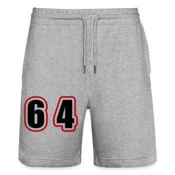 64 Number College - Stanley/Stella Trainer Unisex Organic Jogging Shorts - heather grey - Front - Nik (191cm) & Marisol (170cm)