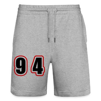 95 Number College - Stanley/Stella Trainer Unisex Organic Jogging Shorts - heather grey - Front - Nik (191cm) & Marisol (170cm)