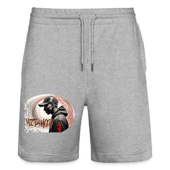 hip-hop - Stanley/Stella Unisex Bio Joggingshorts Trainer  - Grau meliert - Vorne - Nik (191cm) & Marisol (170cm)