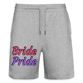 Bride Pride - Mariage lesbien - Short de jogging bio TRAINER Stanley/Stella unisexe - gris chiné - Devant - Nik (191cm) & Marisol (170cm)
