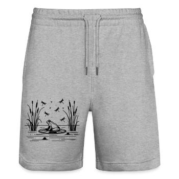 Grenouille - Short de jogging bio TRAINER Stanley/Stella unisexe - gris chiné - Devant - Nik (191cm) & Marisol (170cm)
