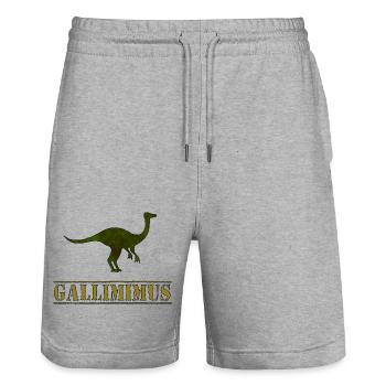Gallimimus Dino - Short de jogging bio TRAINER Stanley/Stella unisexe - gris chiné - Devant - Nik (191cm) & Marisol (170cm)