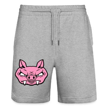 Böse Wildsau Wildschwein Gefährlich Comic Schwein - Stanley/Stella Unisex Bio Joggingshorts Trainer  - Grau meliert - Vorne - Nik (191cm) & Marisol (170cm)