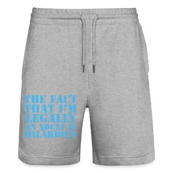 Die Tatsache, dass ich rechtlich erwachsen bin, ist urkomisch - Stanley/Stella Unisex Bio Joggingshorts Trainer  - Grau meliert - Vorne - Nik (191cm) & Marisol (170cm)