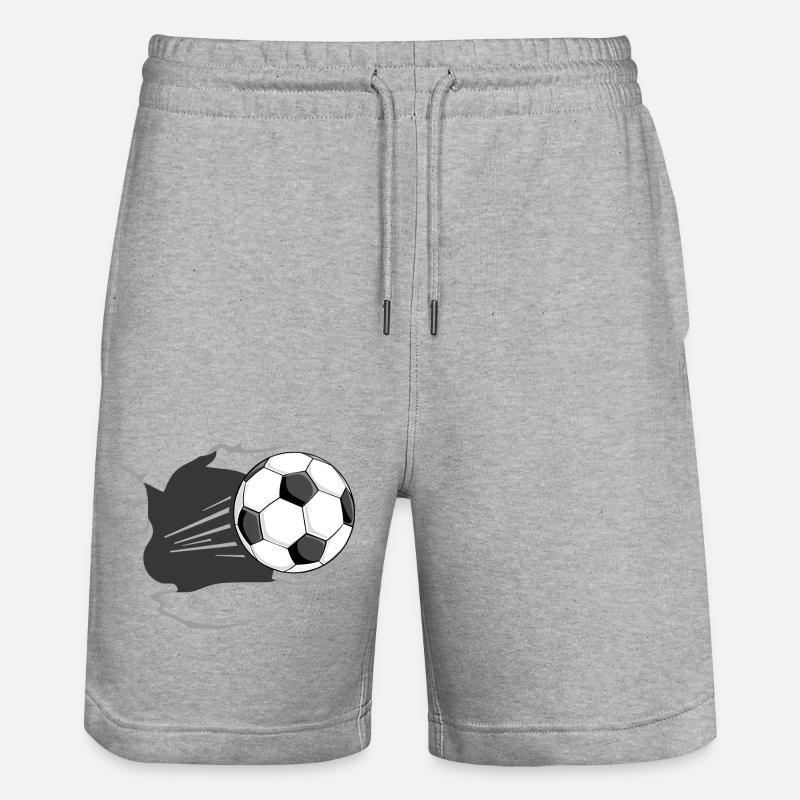 Fußball durchbricht Wand - Stanley/Stella Unisex Bio Joggingshorts Trainer  - Grau meliert