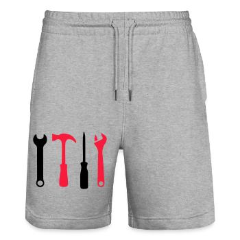 Icônes d’outils - Short de jogging bio TRAINER Stanley/Stella unisexe - gris chiné - Devant - Nik (191cm) & Marisol (170cm)