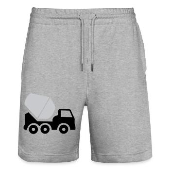 Construction work excavator vehicle - Stanley/Stella Trainer Unisex Organic Jogging Shorts - heather grey - Front - Nik (191cm) & Marisol (170cm)