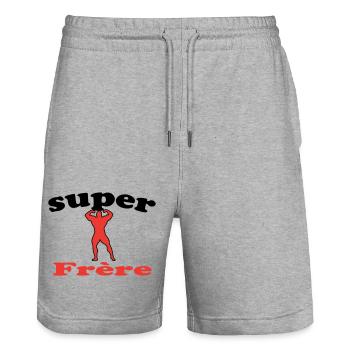 SUPER Bruder - Stanley/Stella Unisex Bio Joggingshorts Trainer  - Grau meliert - Vorne - Nik (191cm) & Marisol (170cm)