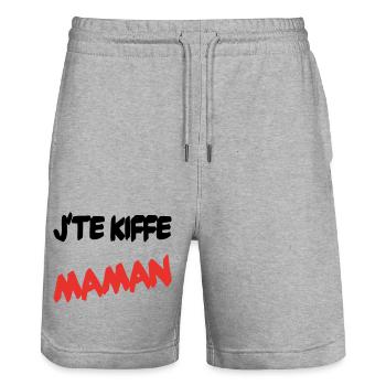 Ich hab dich lieb, Mama - Stanley/Stella Unisex Bio Joggingshorts Trainer  - Grau meliert - Vorne - Nik (191cm) & Marisol (170cm)