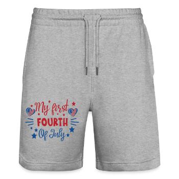 My First Fourth of July Independence Day Amerika - Stanley/Stella Unisex Bio Joggingshorts Trainer  - Grau meliert - Vorne - Nik (191cm) & Marisol (170cm)