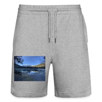IMG 0504 - Stanley/Stella Unisex Bio Joggingshorts Trainer  - Grau meliert - Vorne - Nik (191cm) & Marisol (170cm)