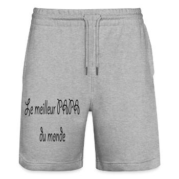 Der beste Vater der Welt - Stanley/Stella Unisex Bio Joggingshorts Trainer  - Grau meliert - Vorne - Nik (191cm) & Marisol (170cm)
