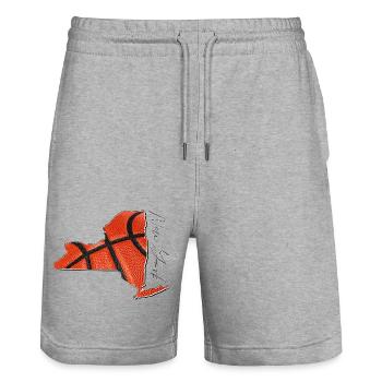 New York (United States) | real basketball | Map Sct - Stanley/Stella Trainer Unisex Organic Jogging Shorts - heather grey - Front - Nik (191cm) & Marisol (170cm)