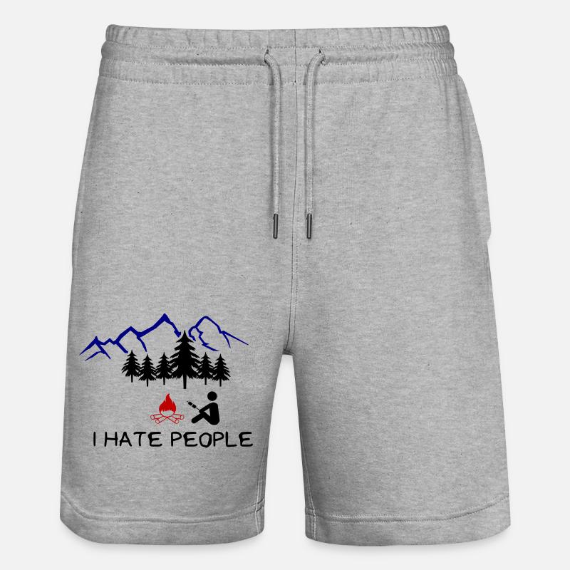 i hate people 002 - Stanley/Stella Unisex Bio Joggingshorts Trainer  - Grau meliert