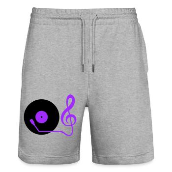 Clé de musique note mixeur de fête vinyle - Short de jogging bio TRAINER Stanley/Stella unisexe - gris chiné - Devant - Nik (191cm) & Marisol (170cm)