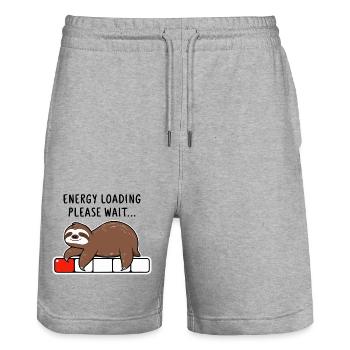 Faultier Energy Loading Please Wait - Stanley/Stella Unisex Bio Joggingshorts Trainer  - Grau meliert - Vorne - Nik (191cm) & Marisol (170cm)