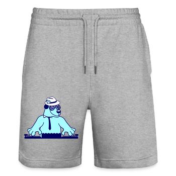 DJ Brown Bear Bear Grizzly Mixer Tie Party - Stanley/Stella Trainer Unisex Organic Jogging Shorts - heather grey - Front - Nik (191cm) & Marisol (170cm)