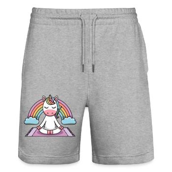 licorne de yoga - Short de jogging bio TRAINER Stanley/Stella unisexe - gris chiné - Devant - Nik (191cm) & Marisol (170cm)