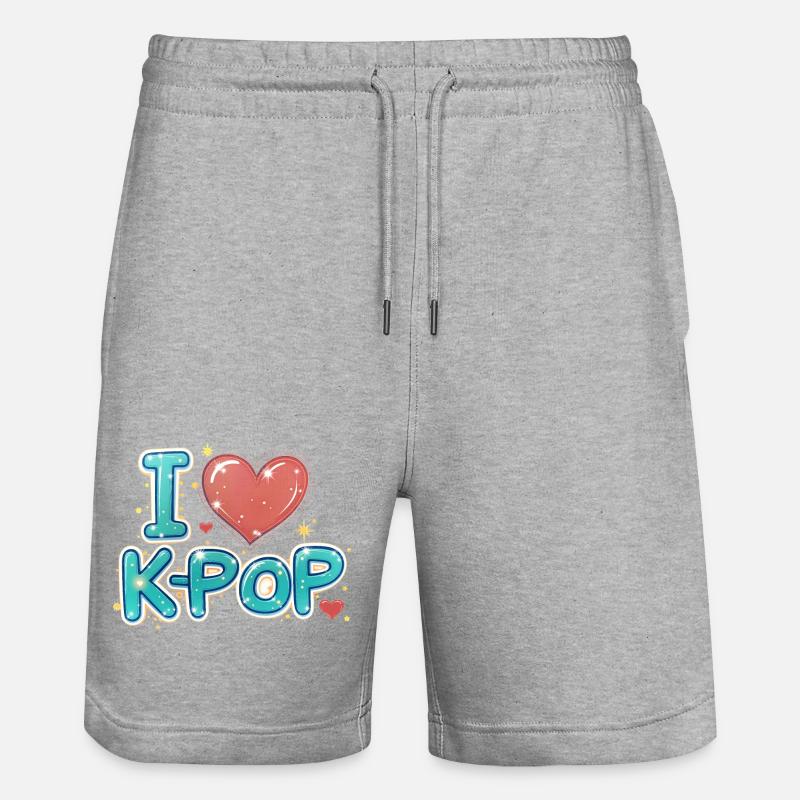 Ich liebe K-Pop - Stanley/Stella Unisex Bio Joggingshorts Trainer  - Grau meliert