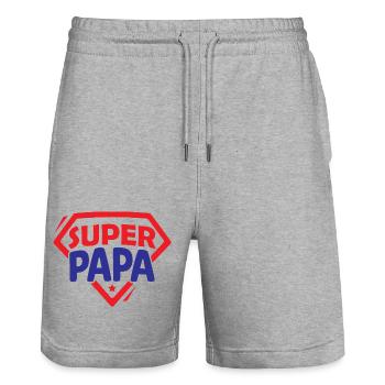 Super Papa - Stanley/Stella Unisex Bio Joggingshorts Trainer  - Grau meliert - Vorne - Nik (191cm) & Marisol (170cm)
