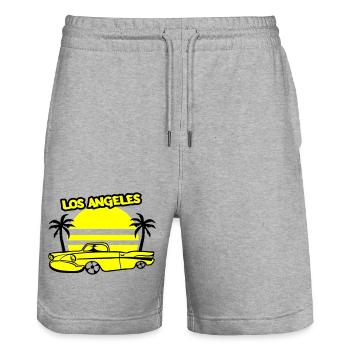 Los Angeles Lowrider - Stanley/Stella Unisex Bio Joggingshorts Trainer  - Grau meliert - Vorne - Nik (191cm) & Marisol (170cm)