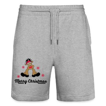 Merry Christmas Greetings - Stanley/Stella Trainer Unisex Organic Jogging Shorts - heather grey - Front - Nik (191cm) & Marisol (170cm)