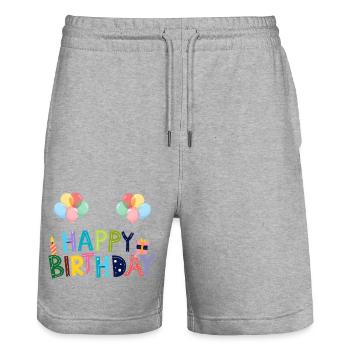 Bon anniversaire - Short de jogging bio TRAINER Stanley/Stella unisexe - gris chiné - Devant - Nik (191cm) & Marisol (170cm)