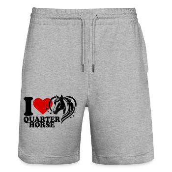I love Pferd Quarter Horse - Stanley/Stella Trainer Unisex Organic Jogging Shorts - heather grey - Front - Nik (191cm) & Marisol (170cm)