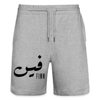 Finnischer Name auf Arabisch - Stanley/Stella Unisex Bio Joggingshorts Trainer  - Grau meliert - Vorne - Nik (191cm) & Marisol (170cm)