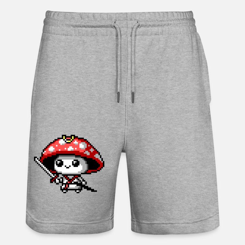 8bit Pilz-Samurai - Stanley/Stella Unisex Bio Joggingshorts Trainer  - Grau meliert