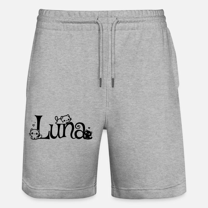 Luna Nom Prénom Chaton Nom - Short de jogging bio TRAINER Stanley/Stella unisexe - gris chiné