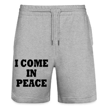 i come in peace - Stanley/Stella Unisex Bio Joggingshorts Trainer  - Grau meliert - Vorne - Nik (191cm) & Marisol (170cm)
