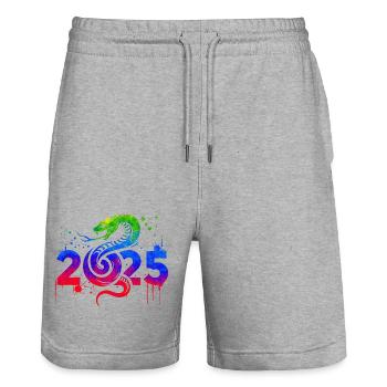Fantasy Drache Anime Drachenkopf Mythos Reptilienschlange - Stanley/Stella Unisex Bio Joggingshorts Trainer  - Grau meliert - Vorne - Nik (191cm) & Marisol (170cm)