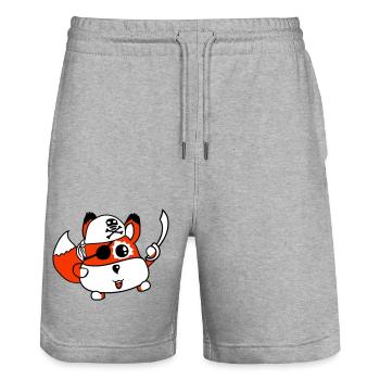Little Cute Fox Pirate Animal Saber Eye Patch - Stanley/Stella Trainer Unisex Organic Jogging Shorts - heather grey - Front - Nik (191cm) & Marisol (170cm)
