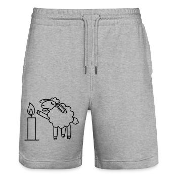 singendes Schaf mit Kerze Weihnachten - Stanley/Stella Unisex Bio Joggingshorts Trainer  - Grau meliert - Vorne - Nik (191cm) & Marisol (170cm)