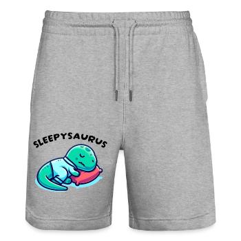 Sleepysaurus Official Sleep Outfit Chemise de nuit - Short de jogging bio TRAINER Stanley/Stella unisexe - gris chiné - Devant - Nik (191cm) & Marisol (170cm)