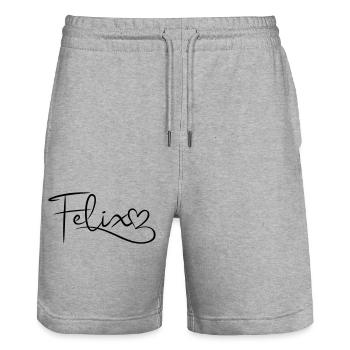 Felix, last name, first name, heart décor - Stanley/Stella Trainer Unisex Organic Jogging Shorts - heather grey - Front - Nik (191cm) & Marisol (170cm)